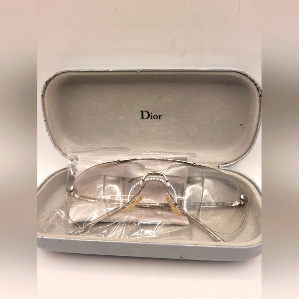 2000s DIOR Mini Aviator Sunglasses Silver Metal